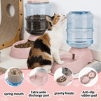 Automatic Gravity Dog Feeder and Water Dispenser 1 Gallon 3.8L - No Batteries Required, Durable PP Material, Suitable for Cats and Dogs Small Medium Pets, Hands-Free Gravity Feeding Station, Perfect Gift