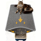 Cat Litter Mat Extra Large 27.6"×47.2" Honeycomb Double Layer Anti-Tracking, EVA Non-Slip Waterproof Litter Trapper for Multi-Cat Households, Easy to Clean, Fits Large Litter Boxes