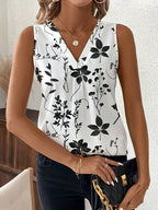 Women's Elegant Floral Print Sleeveless Vest - Casual Chic Tank Top Summer Boho Blouse Ladies Fashion Lightweight Outerwear New Arrival