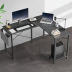 L Shaped Computer Desk with Storage Bag & Shelves – Reversible Corner Office Table, PC Laptop Workstation for Home Office, Study Room, Space-Saving Writing Desk