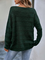 Women's Off-Shoulder Sweater - Solid Color Boat Neck Loose Knit Pullover | Casual Cozy Fall Winter Top Oversized Fashion Ladies Sweater