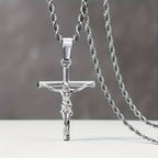 Stainless Steel Cross Necklace for Men & Women – Dainty Unisex Religious Pendant Necklace, Lightweight 0.25oz Exquisite Craftsmanship, Perfect Gift for Christmas, Birthday & Confirmation, 55cm / 22in