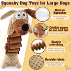 Large Squeaky Crinkle Dog Toy – Extendable 15.7" to 19.7" Plush Pull & Tug Bite Toy with Crinkled Paper Filling for Small Medium Large Dogs, Interactive Fetch & Chew Toy, No Battery Needed