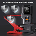 10000A Jump Starter with Air Compressor 160 PSI, Portable Car Battery Jump Starter Pack for Gas & Diesel Engines, USB-C QC 3.0 Fast Charge, Large Display, 3-Mode LED Flashlight, Jumper Cables Included – Giatero Q27