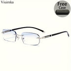 Men's Frameless Anti Blue Light Glasses – Retro TR90 Rimless Design with Rhinestone Decoration, Business & Daily Wear Eyewear for Him, Elegant Gift for Valentine's Day, Graduation & Colleagues