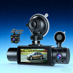 3-Channel Dash Cam with Infrared Night Vision & Smartphone App – Front, Rear & Interior Car Camera with Loop Recording, Wide Angle Lens, Optional 64GB/512GB Memory Card for Cars, Trucks & Rideshare