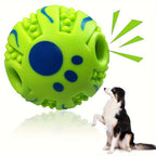 Spiky Rolling Sound Ball Dog Toy 3.94" - Interactive Funny Sounds Teeth Cleaning Herding Ball, Training Play Toy for Medium Large Dogs, Durable Rubber Sensory Ball with Squeaky Noise