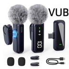 Wireless Lavalier Microphone USB-C 2.4G with DSP Noise Reduction, Digital Battery Display, 360° Omnidirectional Clip-On Lapel Mic, 100ft Range, Feather Windshield, Rotatable Magnetic Clip for iPhone, Android, Camera & Content Creators