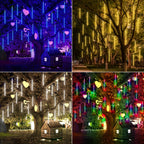 Solar Meteor Shower String Lights – 192 LED Outdoor Fairy Lights, Flower Theme, 8 Modes, Waterproof, for Garden, Patio, Tree, Christmas, Halloween & Independence Day Decorations