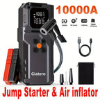 10000A Jump Starter with Air Compressor 160 PSI, Portable Car Battery Jump Starter Pack for Gas & Diesel Engines, USB-C QC 3.0 Fast Charge, Large Display, 3-Mode LED Flashlight, Jumper Cables Included – Giatero Q27
