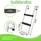 Trampoline Ladder and Slide Kit 2-Step Wide Safety Stairs Tear-Resistant Slide PE Galvanized Steel Universal Trampoline Accessories for Kids Adults Ages 14 Plus Outdoor Backyard Play