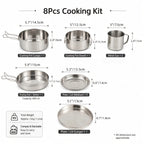 Camping Cookware Mess Kit 8/9/14/15 Piece, Portable Non-Stick Aluminum Alloy Camp Cook Set with Kettle Pot Frying Pan Plates Utensils, Lightweight Backpacking Outdoor Cooking Gear for Hiking & Travel