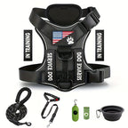 Dog Vest Harness Set with Leash – Adjustable No-Pull Harness Includes 5 Patches, Seat Belt, Collapsible Bowls & Poop Bag Dispenser for Training Walking Hiking XS to XL