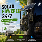 4G LTE Solar Security Camera Outdoor Wireless – No WiFi Needed, 4K Night Vision, 360° Live View, Two-Way Audio, Waterproof Trail Camera for Hunting, Farm, Ranch & Wildlife Monitoring