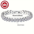2PCS S925 Sterling Silver Bracelet Set for Women – CZ Tennis Bracelet & Retro Multi-Element Charm Bracelet, Classic Luxury Style, Sparkling Zirconia Mosaic, Perfect Daily Wear & Gift Set