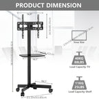 Rolling TV Stand Cart on Wheels for 23–60 Inch TVs – Height Adjustable, 88lb Capacity, VESA 400x400, Media Shelf, 360° Locking Wheels, No Wall Drilling, Mobile TV Mount