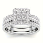 9 Piece Princess Cut Cubic Zirconia Bridal Wedding Ring Set for Women – Stackable Engagement Rings, Classic Jewelry Gift for Girlfriend & Wife