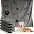 Microfiber Dog Towel with Paw Print - Quick-Dry Super Absorbent Pet Bath Towel 13.5x29.5 Inch, Soft Durable Dog Drying Towel for Bathing & Grooming, Available in 1 or 3 Pack