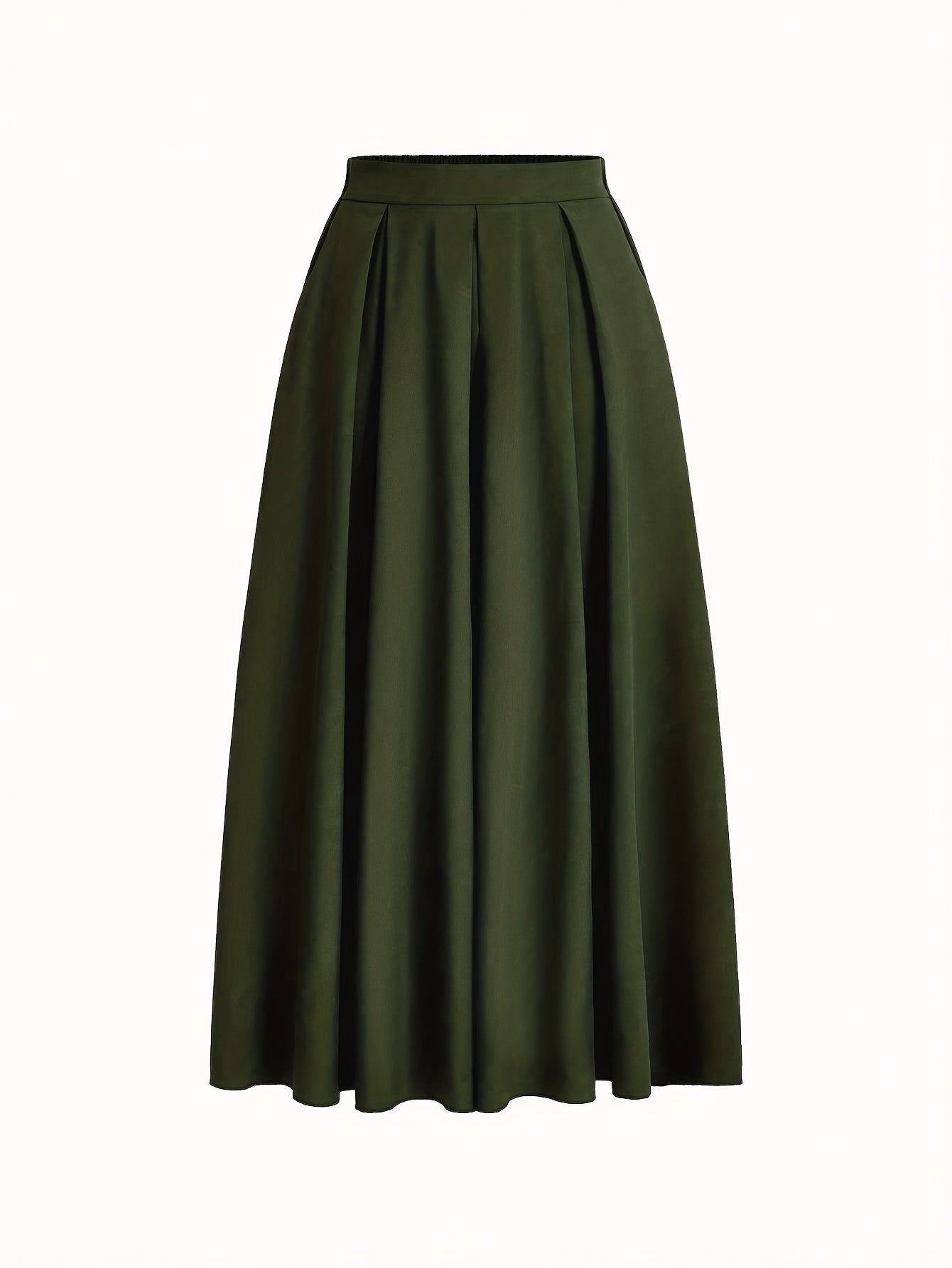 Women's High Waist A-Line Maxi Skirt Solid Color Flowy Elegant Long Skirt 97% Polyester Stretch Casual All-Season Skirt XS-XXL