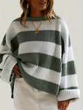 Women's Loose V-Neck Off-Shoulder Pullover Sweater Casual Lazy Style Knit Top Green Black Grey Navy Purple Linen S M L XL XXL