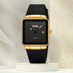 SKMEI Women's Square Quartz Watch Slim Minimalist Elegant Alloy Case Ladies Fashion Wristwatch Daily Wear Gift for Her Gold Black Rose Gold