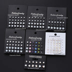 162pcs Rhinestone Geometric Love Earrings Set for Women – Sparkling Heart & Geometric Styles, Multicolor, Perfect for Vacation, Dating, Holiday, Daily Wear & Party Matching