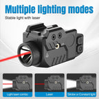 SL1085 750LM Tactical Pistol Light Red Laser Combo Fits Full & Compact Picatinny Rail, Shockproof Rechargeable Gun Light with Strobe Function - Adjustable Laser Sight for Handgun