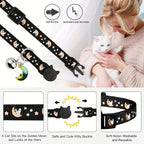 Custom Engraved Glow-in-the-Dark Cat Collar with Personalized ID Tag - Safety Breakaway Buckle, Bell & Luminous Night Safety Design, Adjustable Breathable PP Collar with Pet Name, Phone & Address Engraving
