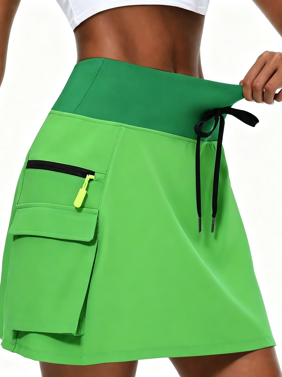Women's High-Waist Quick-Dry Shorts | Zipper Closure Drawstring Breathable Woven Polyester Shorts with Multiple Pockets for Workout Casual Spring Summer