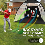 10x7ft Golf Practice Net & Mat Set with Balls, Tees & Carry Bag – Heavy Duty Golf Hitting Net for Backyard, Basement & Indoor Outdoor Use, Golf Training Equipment Gift for Men & Women