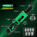 12V Cordless Ratchet Wrench Set 3/8" Drive 40 Ft-lbs – Variable Speed Trigger, Fast Charge, 7 Sockets, 1 or 2 Lithium-Ion Batteries for Automotive Repair, DIY & Valentine’s Day Gift for Men