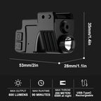 USB-C Rechargeable Laser Sight for Picatinny Rail – Green & Red Laser Dot Sight with Tactical Flashlight Combo, Vibration-Resistant, Quick Adjust, for Handguns Rifles Hunting Competition