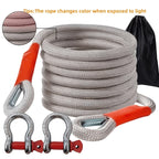 Heavy Duty Recovery Tow Rope Up to 44000 LBS Break Strength – Emergency Towing Strap with 2 D-Ring Shackles, Reflective Safety Flag & Storage Bag for Truck Jeep SUV ATV UTV Boat Off-Road Recovery