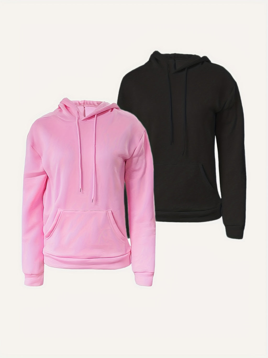 Women's Hoodies Set 2 Piece Long Sleeve Pullover Hoodie Sweatshirt with Pockets Solid Color Cozy Fall Winter Tops XS-XXL