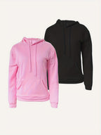 Women's Hoodies Set 2 Piece Long Sleeve Pullover Hoodie Sweatshirt with Pockets Solid Color Cozy Fall Winter Tops XS-XXL