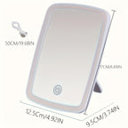 LED Makeup Mirror with Touch Sensor – 3 Lighting Modes (White, Daylight, Warm), Adjustable Brightness, Portable Folding Vanity Mirror, USB Charging, Compact Travel & Desktop Cosmetic Mirror