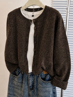 Women's Open Front Cardigan Sweater Button Closure Long Sleeve Knit Soft Cozy Casual Versatile Outerwear Fall Winter Fashion Jacket
