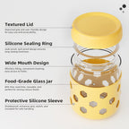 6-Pack 16oz Glass Airtight Jars with Silicone Sleeves – Moisture-Proof Food Storage Containers for Tea, Grains, Nuts, Snacks, Spices & Yogurt | BPA-Free