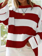 Women's Loose V-Neck Off-Shoulder Pullover Sweater Casual Lazy Style Knit Top Green Black Grey Navy Purple Linen S M L XL XXL