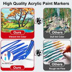 Acrylic Paint Markers Brush Tip Waterproof Quick-Drying Paint Pens for Rock Painting Wood Canvas Glass Ceramic Metal 12 to 168 Colors Art Craft Supplies Gift