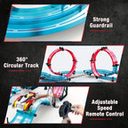 RC Track Car Rail Racing Toy Set, Build Your Own 3D Super Track Slot Car Playset with 2 Cars & 2 Remote Controllers – STEM Kids Gift for Boys Girls Ages 6+