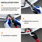 Kinetic Recovery Rope 22 Ton 48501 lbs – Heavy Duty Nylon Tow Rope with Bow Shackles & Storage Bag for Truck SUV UTV ATV Off-Road Emergency Rescue