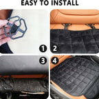 Plush Plaid Car Seat Cushion Protector 3-Piece Set – Thick Warm Memory Foam Pad, Non-Slip Breathable Universal Fit, Hand Washable Lightweight Car Seat Cover for 2 Front + 1 Back Seat, All Seasons