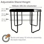 Adjustable Height Iron Play Stand for Tuff Tray – Fits 27.56" & 39.37" Sand Water Sensory Trays – Sturdy Black 3-Leg Frame, Portable Outdoor Sensory Play Table Stand for Kids Toddlers Classroom Home