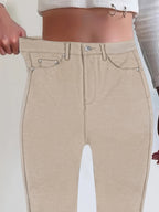 Women's High Waist Stretch Skinny Jeans Metal Button Detail Street Style Slim Fit Denim Pants 10 Colors S-XXL
