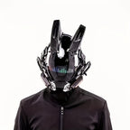 LED Cyberpunk Mask Wireless Control Light-Up Halloween Costume Mask – Rave Party Mask, Bar Club Stage Props, Role-Playing Photo Prop, Futuristic Sci-Fi Face Mask for Adults, Black Mask with LED Lights