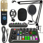 BM-800 Podcast Recording Studio Bundle with Live Sound Card, Voice Changer & Earphones – Complete Audio Interface Kit for Streaming, Vlogging & Live Broadcast, Multiple Models Available