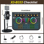 Microphone Mixer Bundle Kit for Podcast Recording Studio – Audio Mixer with Mic Stand, Sound Card, Streaming & Karaoke Setup for PC Phone Gaming