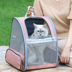 Foldable Ventilated Pet Carrier Backpack for Cats & Dogs – PVC Mesh Airflow, Chest Harness, Removable Mat, Fits Cats up to 18 lbs & Dogs up to 15 lbs, for Travel, Hiking, Flights & Car Rides