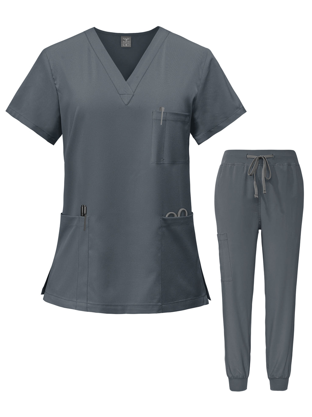 Nurse Scrubs Set – V-Neck Top & Jogger Pants Uniform for Nursing, Medical, Dental & Hospital Healthcare Workers, Solid Color Workwear with Pockets
